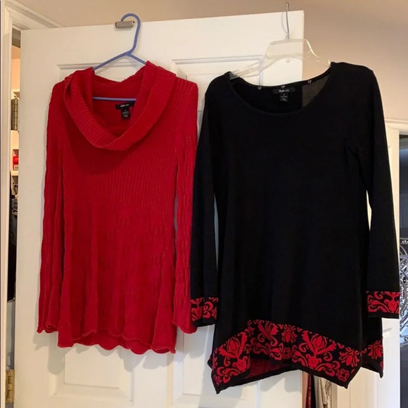 Style & Co. Sweaters - Bundle of 2 long Sweaters size Small Black Red